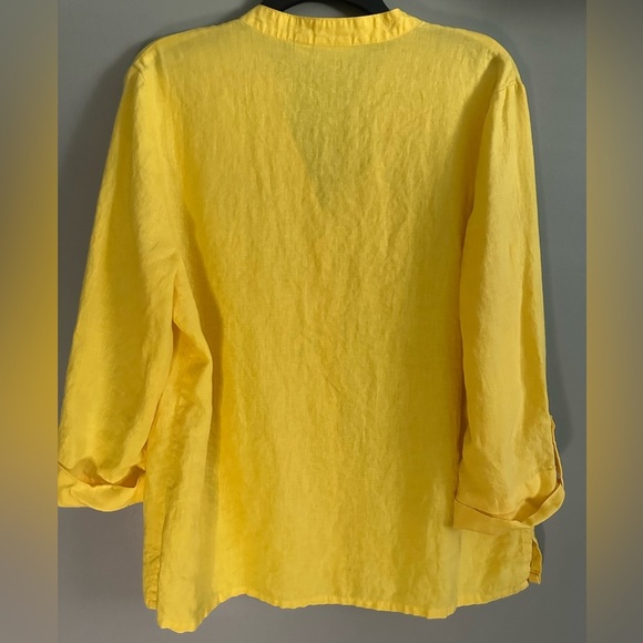 Kim Rogers Yellow 100% linen Blouse size XL 3/4 sleeves - Picture 8 of 8